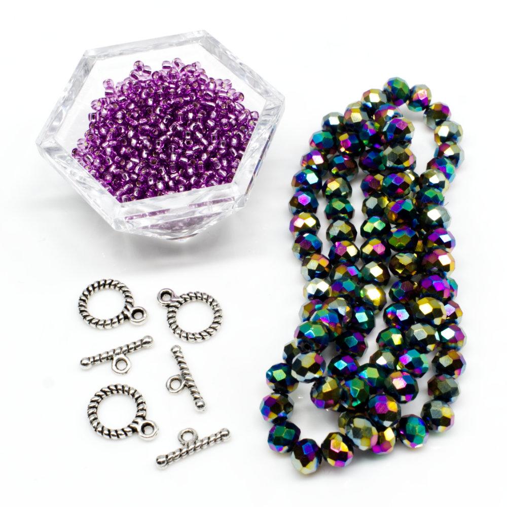 Amelia Bracelet Makes 3 rainbow grape bracelet making kit — DIY set with beads and instructions for creating handmade jewelry