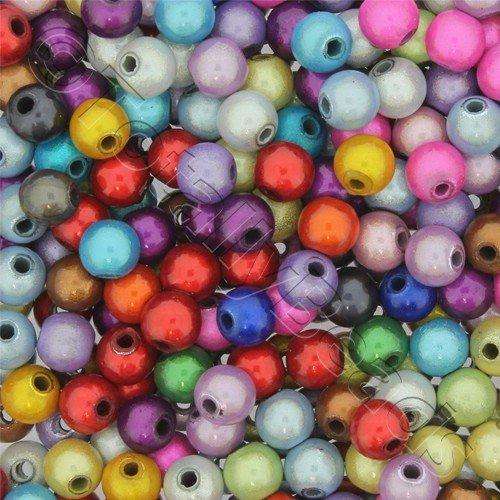 6mm Miracle acrylic round beads 6mm round mixed colour 65pcs — pack of 65, reflective 3D-effect beads ideal for jewelry making, crafts, a…