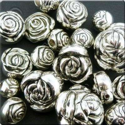 Acrylic Charms - Antique Silver - Rose