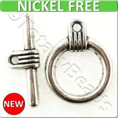 Metal Toggle 16mm Ring - 4 Sets Antique Silver