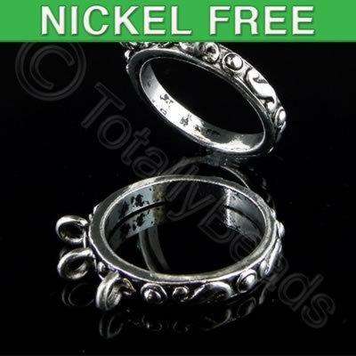 Antique Silver Metal Ring Base S Design 3 Loops 18mm 4pcs