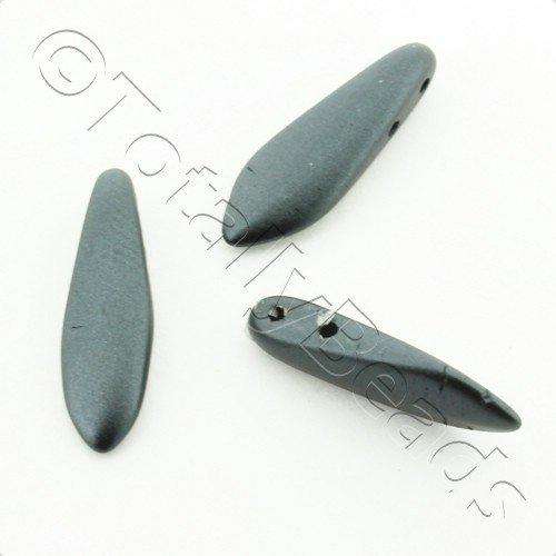 5x16mm Czech glass glass beads pearl coat charcoal — high-quality two-hole beads ideal for jewelry making, bead weaving, and crafts