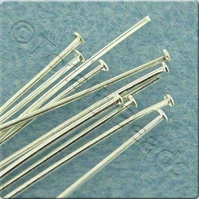 Head Pins 50mm 75pcs - Silver Plated