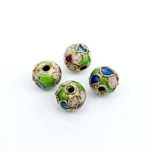 Cloisonne 8mm Round Bead Lime Green 1pc for jewellery making