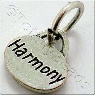 Tibetan Silver Message Tag/Charm - Harmony 5pcs