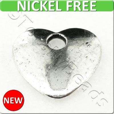 Antique Silver Metal Charm - Simple Heart 19mm 8pcs