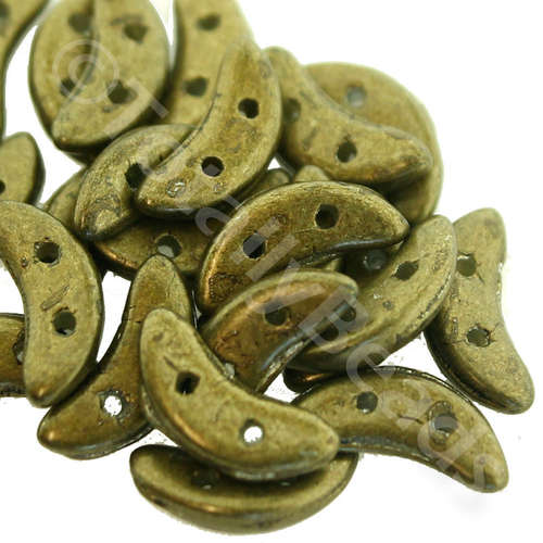 10mm Czech glass glass beads saturated metallic antique gold — pack of 7, high-quality two-hole beads ideal for jewelry making, bead weav…