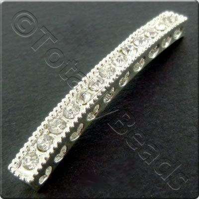 Silver Spacer Bar - Rhinestone Arc 39mm - 2pcs