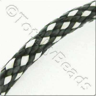 Plaited Wax Cord 4mm - Black and White