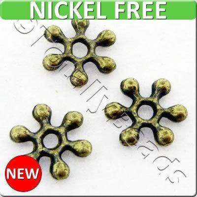 Snowflake Metal Bead 8mm - Bronze Colour 70pcs