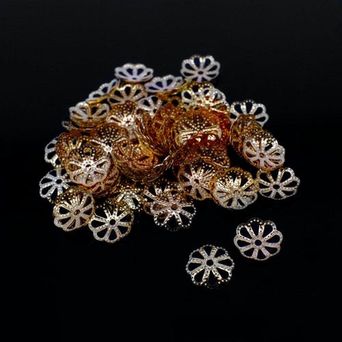 Iron Bead Cap 8mm 8 Petal Filigree Champagne 100pcs for jewellery making