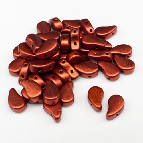 8x5mm 10g Czech glass Rulla beads cry. bronze fire red — two-hole beads for jewelry making and bead weaving