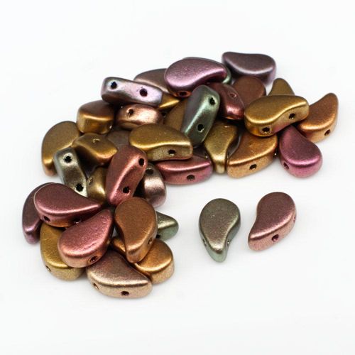 8x5mm 10g Czech glass Rulla beads cry. violet rainbow — two-hole beads for jewelry making and bead weaving