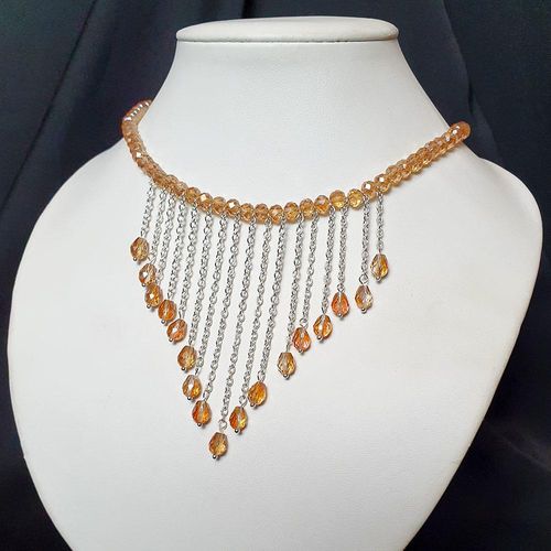 Marie Necklace orange champagne necklace making kit — DIY set with beads and instructions for creating handmade jewelry