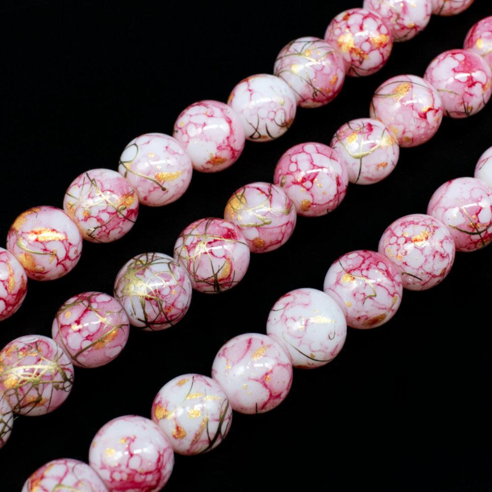 Oriental Splash Round Glass Beads 8mm Light Red for jewellery making