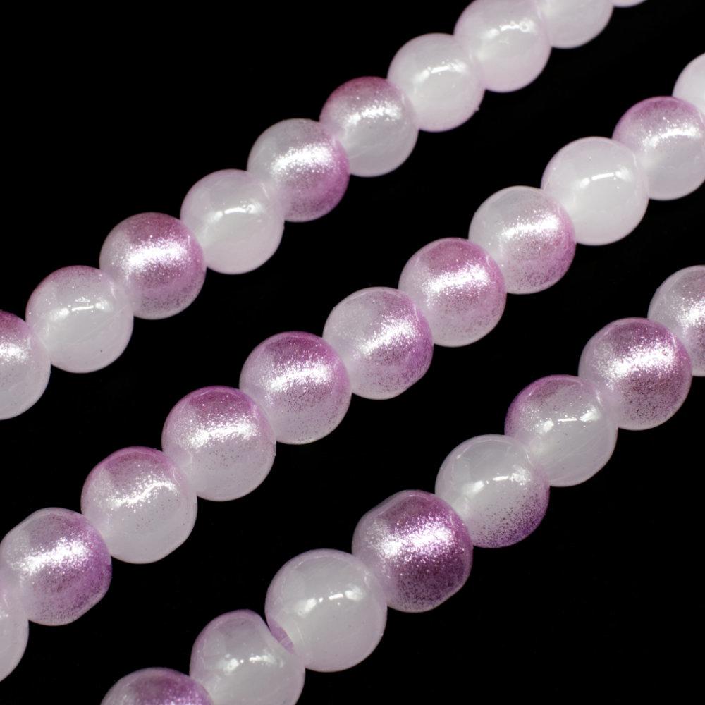 Glass Jade Glitter Beads 8mm Round Mauve for jewellery making