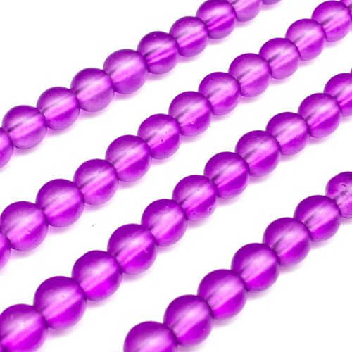 Glass Frosted Beads 6mm Round Purple for jewellery making