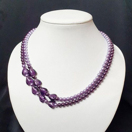 Sweetheart Silver Foil Necklace grape purple necklace making kit — DIY set with beads and instructions for creating handmade jewelry