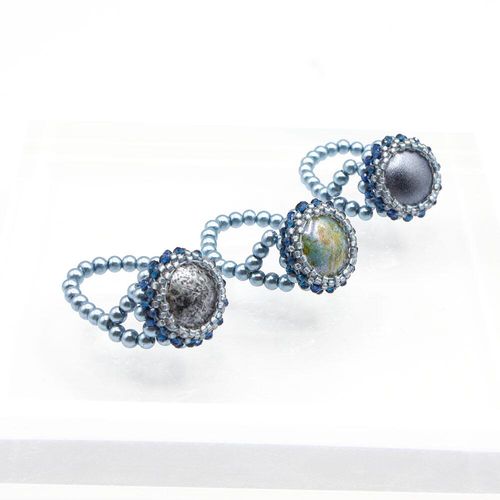 BC 2023 WK 6: Par Puca Bling Ring Metallic Crystal Blue 14mm 3pcs for jewellery making