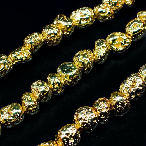 Lava Beads Nuggets 8mm Gold15" String for jewellery making