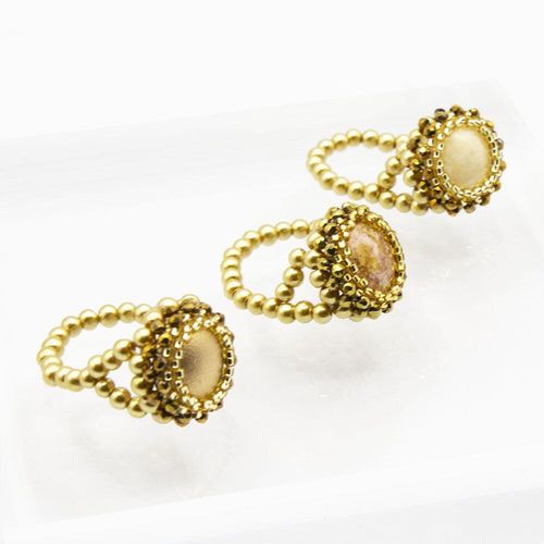 BC 2023 WK 6: Par Puca Bling Ring Ivory Gold 14mm 3pcs for jewellery making