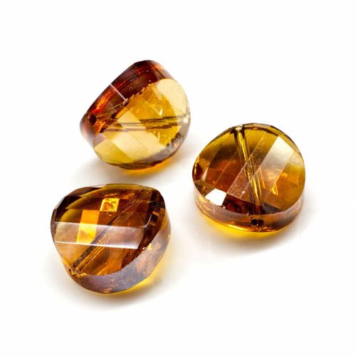 14mm crystal beads topaz, pack of 8 — faceted for jewelry making and beadwork
