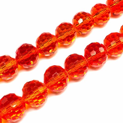 14mm crystal beads orange red, pack of 20 — faceted for jewelry making and beadwork