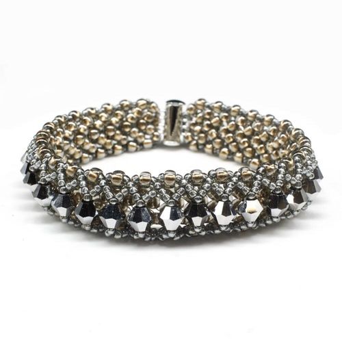Crystal Lattice Bracelet black diamond bracelet making kit — DIY set with beads and instructions for creating handmade jewelry