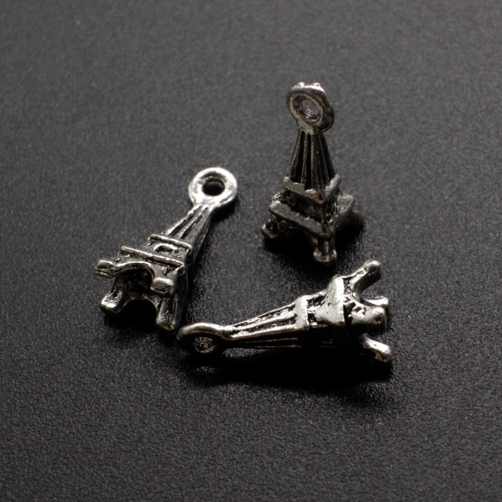 Antique Silver Metal Charm Effiel Tower 16mm 12pcs for jewellery making
