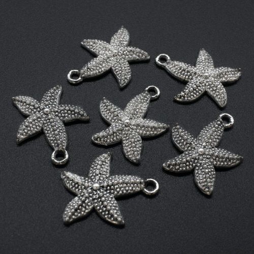 Antique Silver Metal Charm Starfish 19mm 8pc 8 Pieces for jewellery making