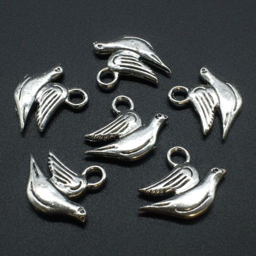 Antique Silver Metal Charm Dove 18mm 10pcs for jewellery making