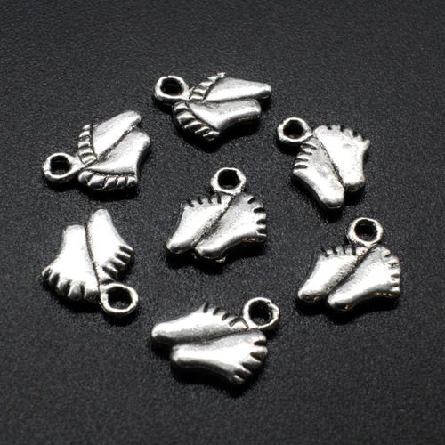 Antique Silver Metal Charm Feet 8mm 20pcs for jewellery making