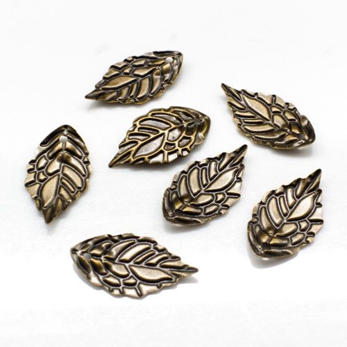 Iron Bronze Charm Leaf 18mm 50pcs for jewellery making