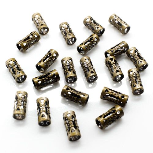 Iron Bronze Filigree Bead Tube 8mm 50pc 50 Pieces for jewellery making