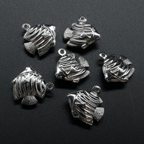 Iron Silver Charm Tropical Fish 17mm 10pcs for jewellery making