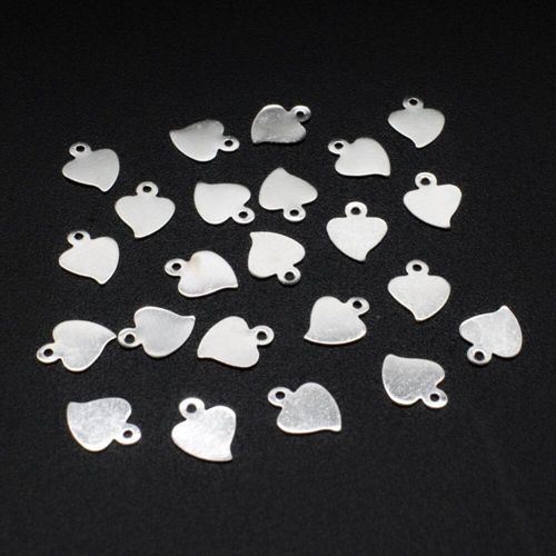 Iron Silver Charm Heart 7mm 100pcs for jewellery making