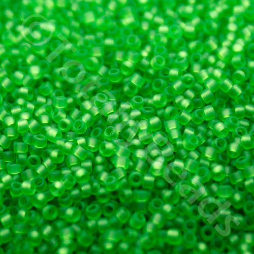 Toho Size 15 Seed Beads 10g - Trans Frosted Peridot