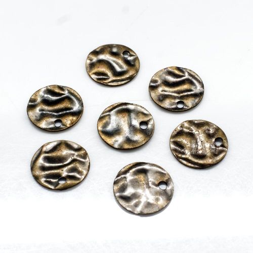 Iron Bronze Charm Ripple Disc 10mm 50pcs for jewellery making