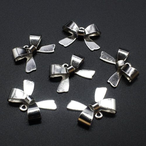 Iron Rhodium Charm Folded Bow 19mm 10pcs for jewellery making