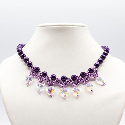 Aimee Necklace purple velvet necklace making kit — DIY set with beads and instructions for creating handmade jewelry