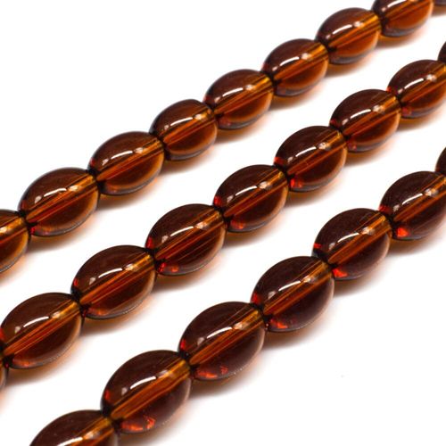 Glass Beads 12mm Rice Brown 14" String for jewellery making