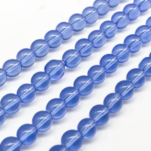 Glass Beads 6mm Round Milky Blue 14" String for jewellery making