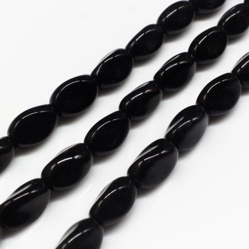 Glass Beads 12mm Triangle Rice Black 14" String for jewellery making