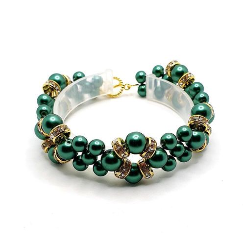 Adeline Bracelet Makes 2 moss green bracelet making kit — DIY set with beads and instructions for creating handmade jewelry