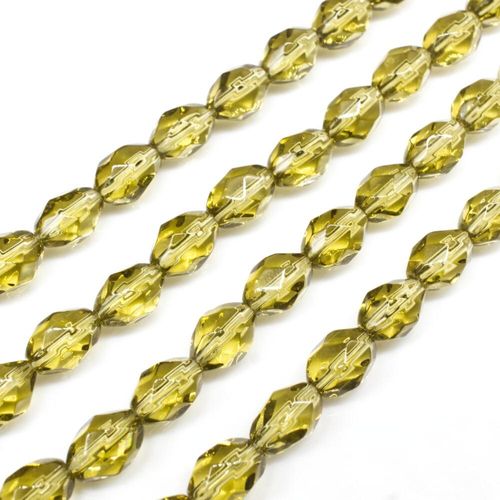 Glass Beads 7mm Facet Rice Olive 14" String for jewellery making