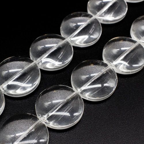 Glass Beads 18mm Disc Clear 14" String for jewellery making
