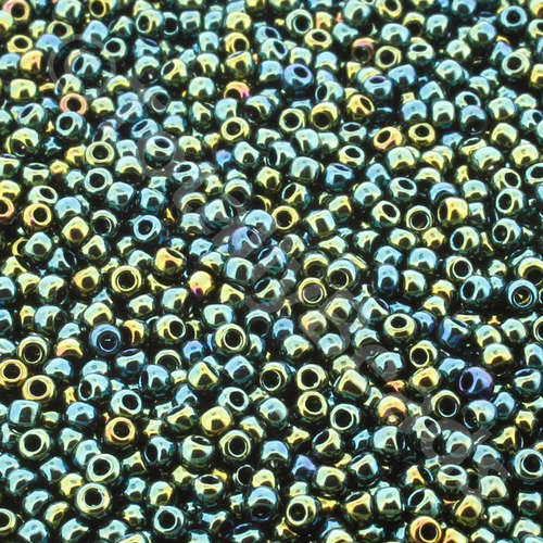 Toho Size 11 Seed Beads 10g - Metallic Iris Green
