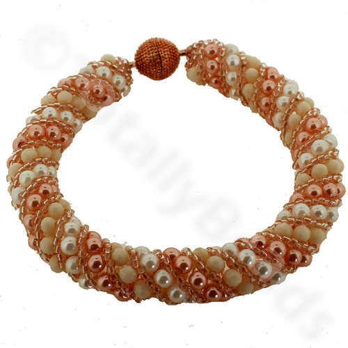 Russian Spiral 2 Necklace Bracelet pretty peach bracelet making kit — DIY set with beads and instructions for creating handmade jewelry