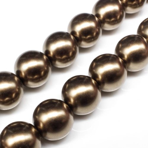 Glass Pearl Round Beads 16mm Caramel for jewellery making
