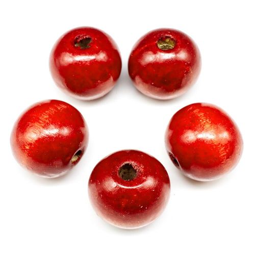 Wooden Bead Round 17mm Red 8pc 8 Pieces for jewellery making